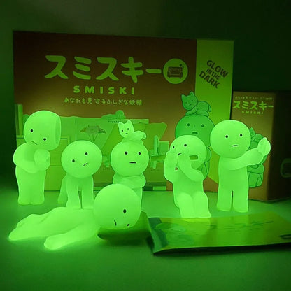 Sonny Angel Smiski Work Series – Mystery Noctilucent Green Doll, Cartoon Action Figures, Desktop Blind Box Model, Gift Toy