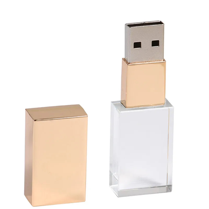 USB 2.0 Crystal Flash Drive - 4GB-128GB High-Speed Memory Stick, Wedding Gift & Photography Pendrive