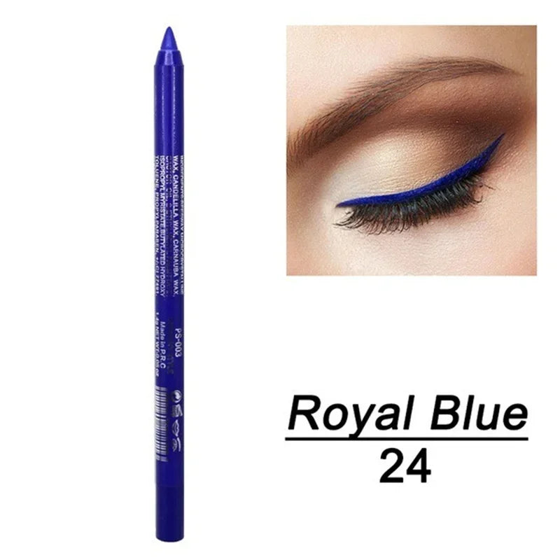 14-Color Waterproof Eyeliner Pencil – Long-Lasting Smokey Punk Style High-Pigment Shimmer Eyeshadow Stick