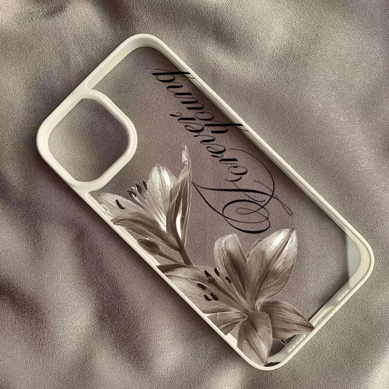 Vintage Lily Floral iPhone Case - Shockproof Protective Cover for iPhone 11–17 Series