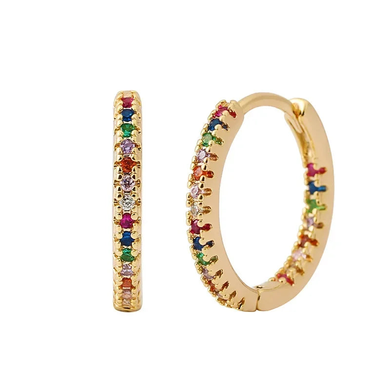 Colorful Zircon Round Earrings – Elegant Jewelry for Women, Stylish Daily & Party Wear Accessories