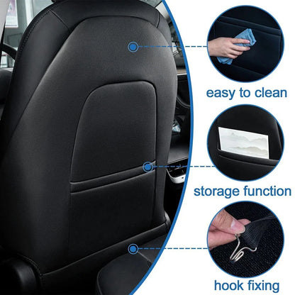 Car Seat Back Protective Mat – Anti-Kick Leather Scratch Protector for Tesla Model 3/Y Full Seat Accessories