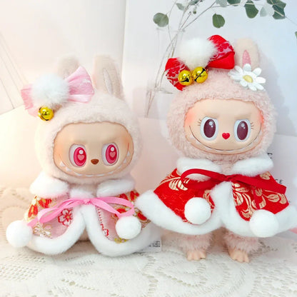 Labubu 1st & 2nd Generation Antique Hanfu Outfit Clothes with Vinyl Pendant for New Year's & Spring Festival