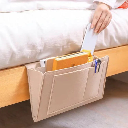 Felt Bedside Storage Organizer — Anti-Slip Hanging Pouch for Bed & Sofa