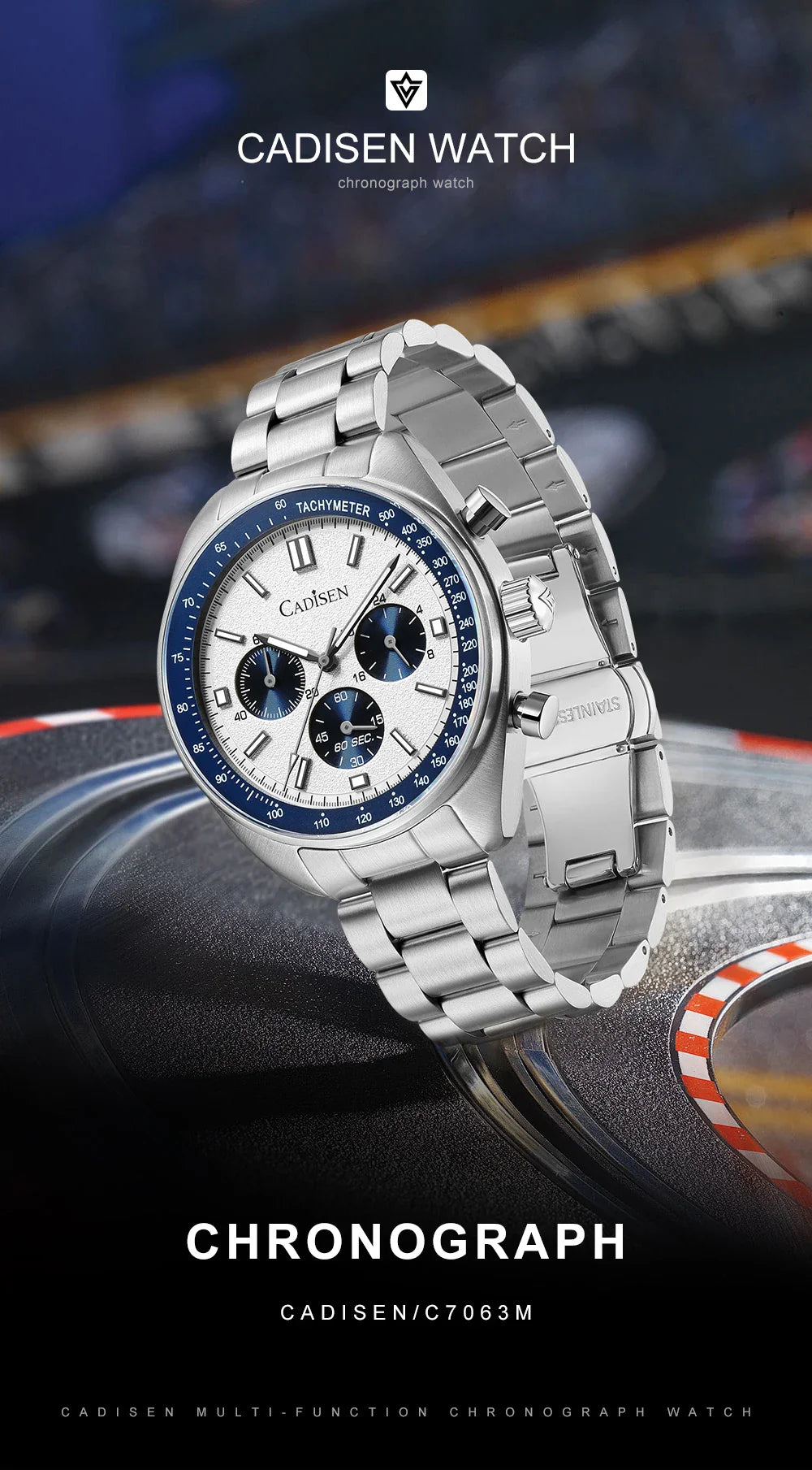 CADISEN 2024 Men’s Quartz Business Watch — VD53 Luxury Chronograph Timepiece for Men