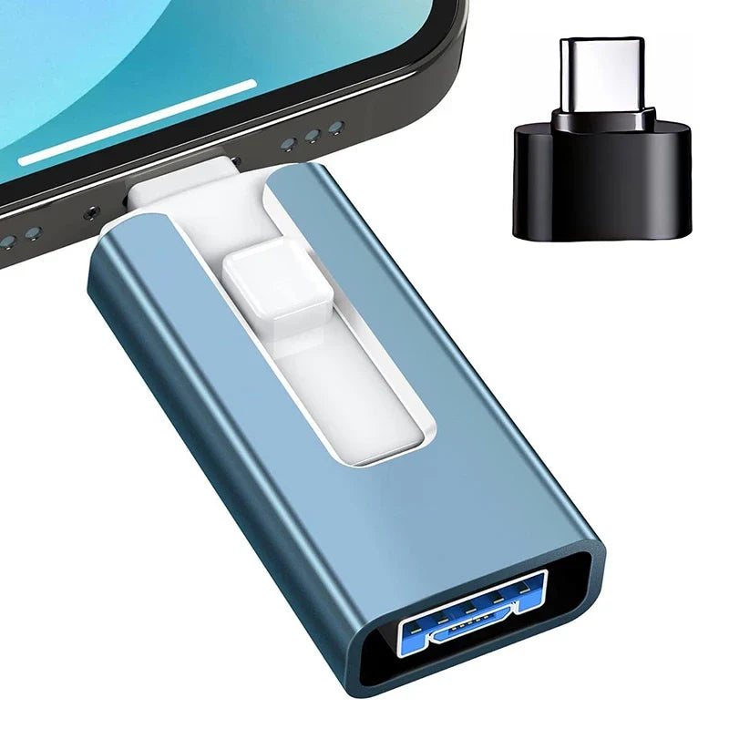 4-in-1 OTG USB Flash Drive – Type-C & Micro USB 3.0 Dual Purpose Memory Stick for Android & iPhone, Portable Mobile Storage Pen Drive
