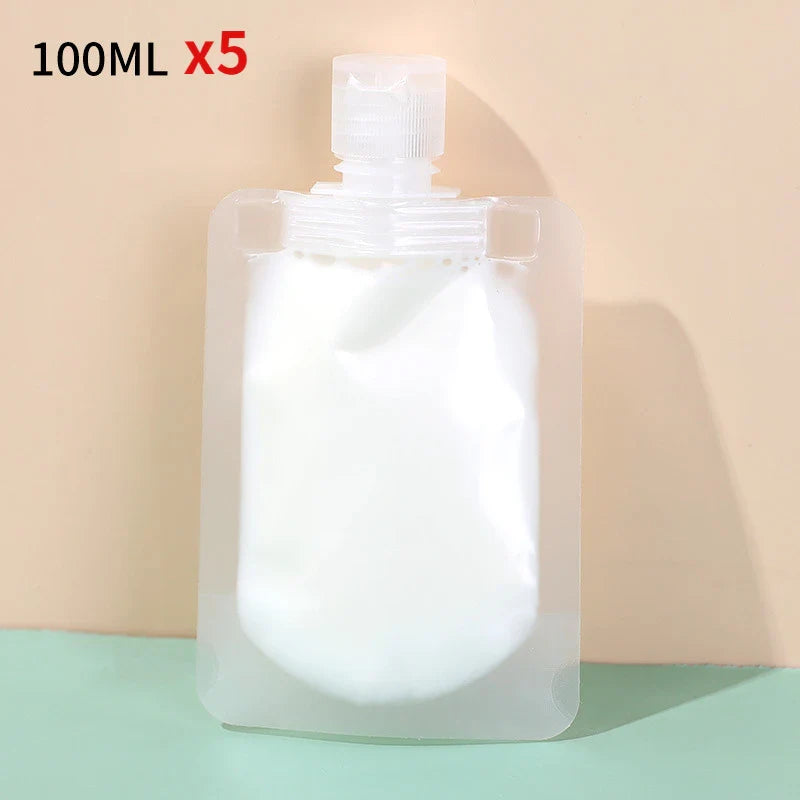 30/50/100ml Refillable Travel Packaging Bags – Portable Lotion, Shampoo, Shower Gel & Makeup Fluid Bottles for Cosmetics