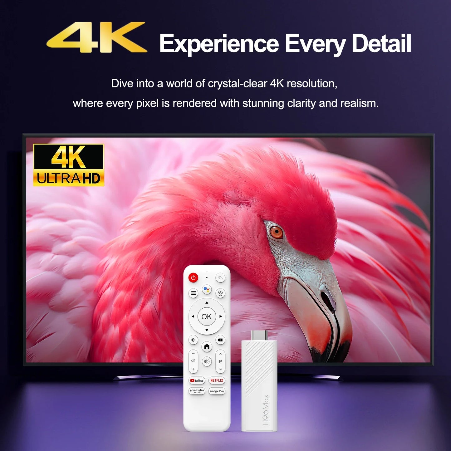H96 MAX Android TV Stick Allwinner H313 | 4K 3D HDR, 8GB/16GB, Dual WiFi 2.4G/5G/6, Google Voice Remote