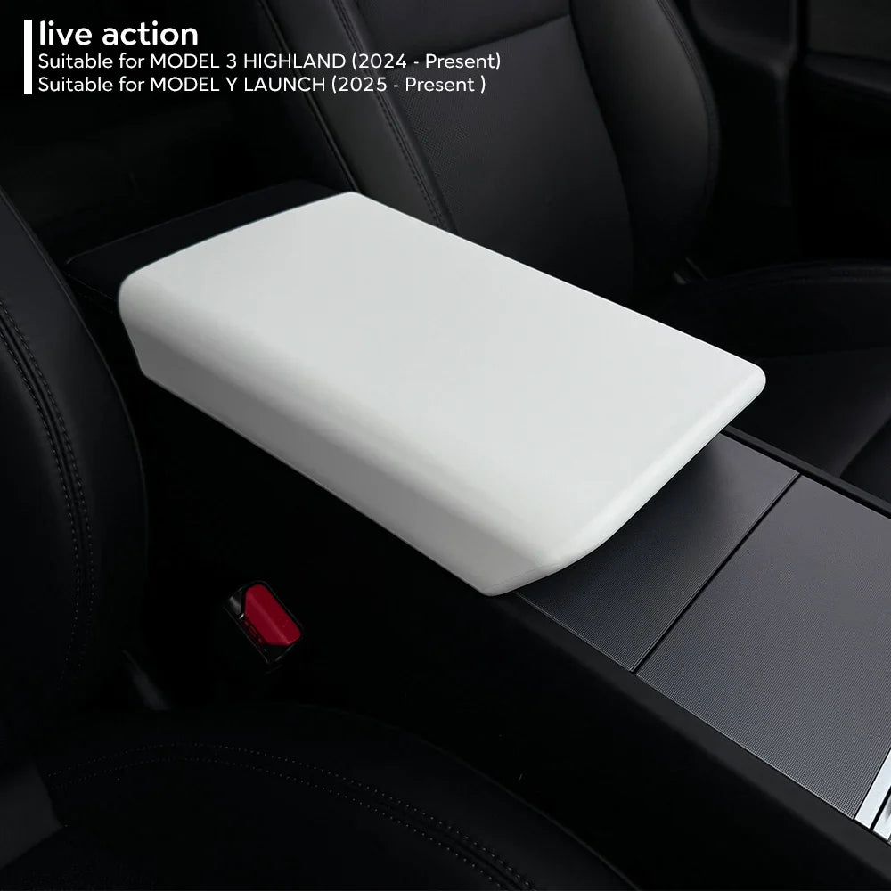 Tesla Model Y 2025 & Model 3 Highland 2024 TPE Soft Case — Center Console Armrest Lid Cover, Interior Accessories