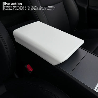 Tesla Model Y 2025 & Model 3 Highland 2024 TPE Soft Case — Center Console Armrest Lid Cover, Interior Accessories