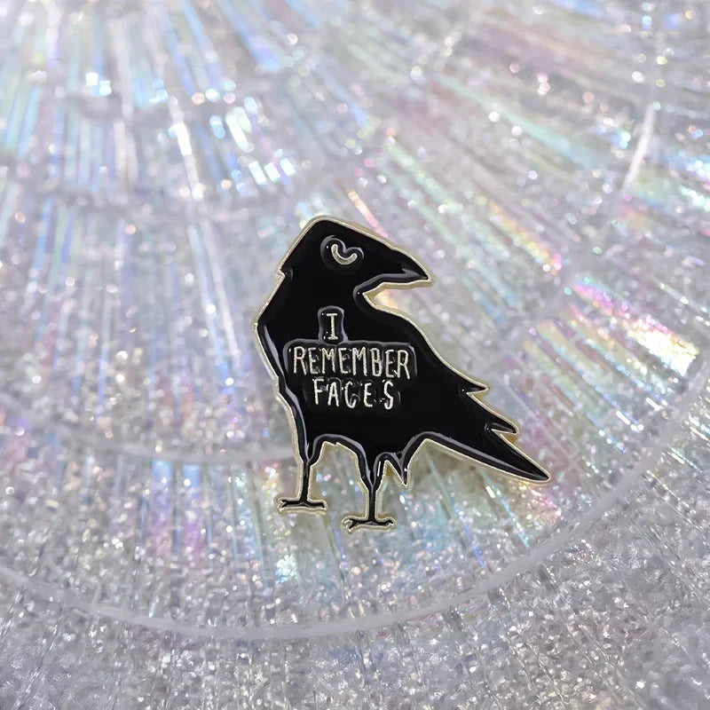 Black Raven Alloy Enamel Pin – Animal Metal Brooch for Clothes, Lapel & Accessories