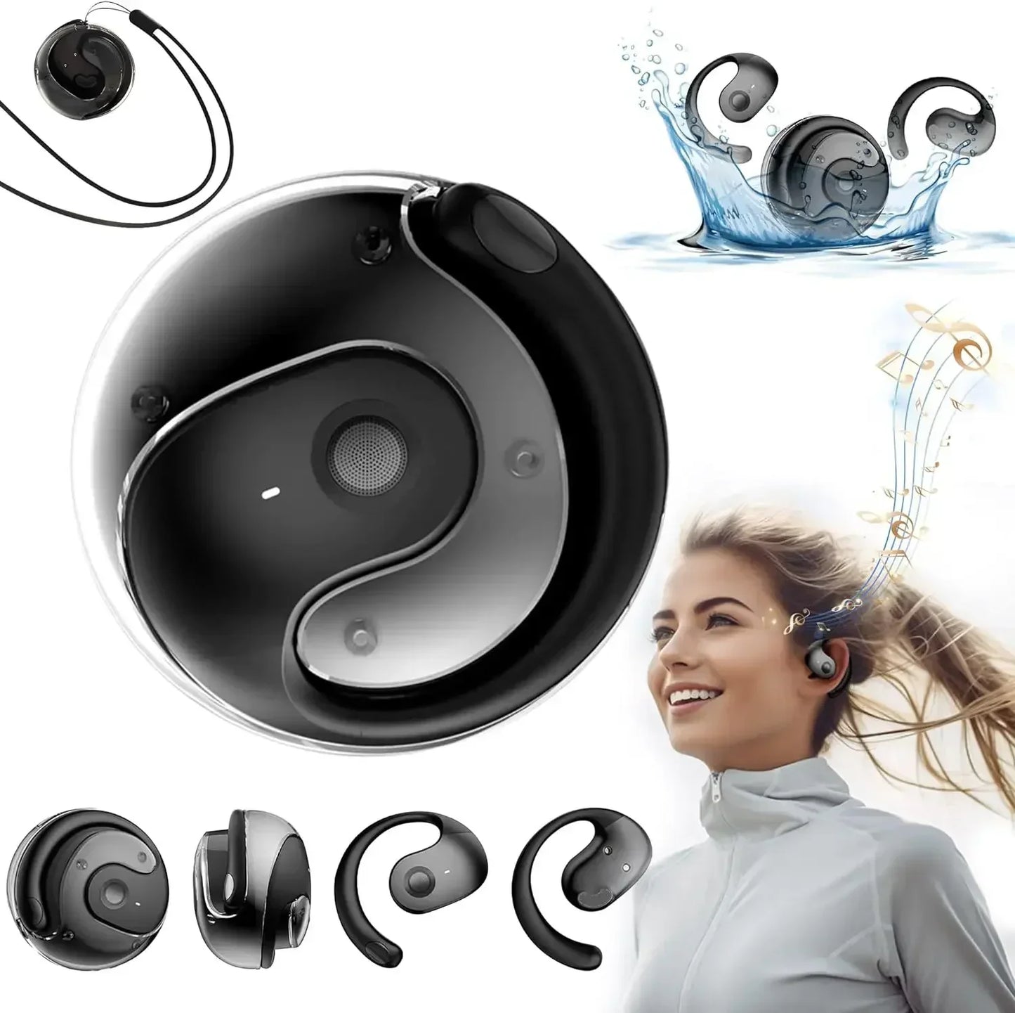 OWS Wireless Bluetooth Headphones — Smart Touch Sports Earbuds, HiFi Stereo, Waterproof with Mic for Phone