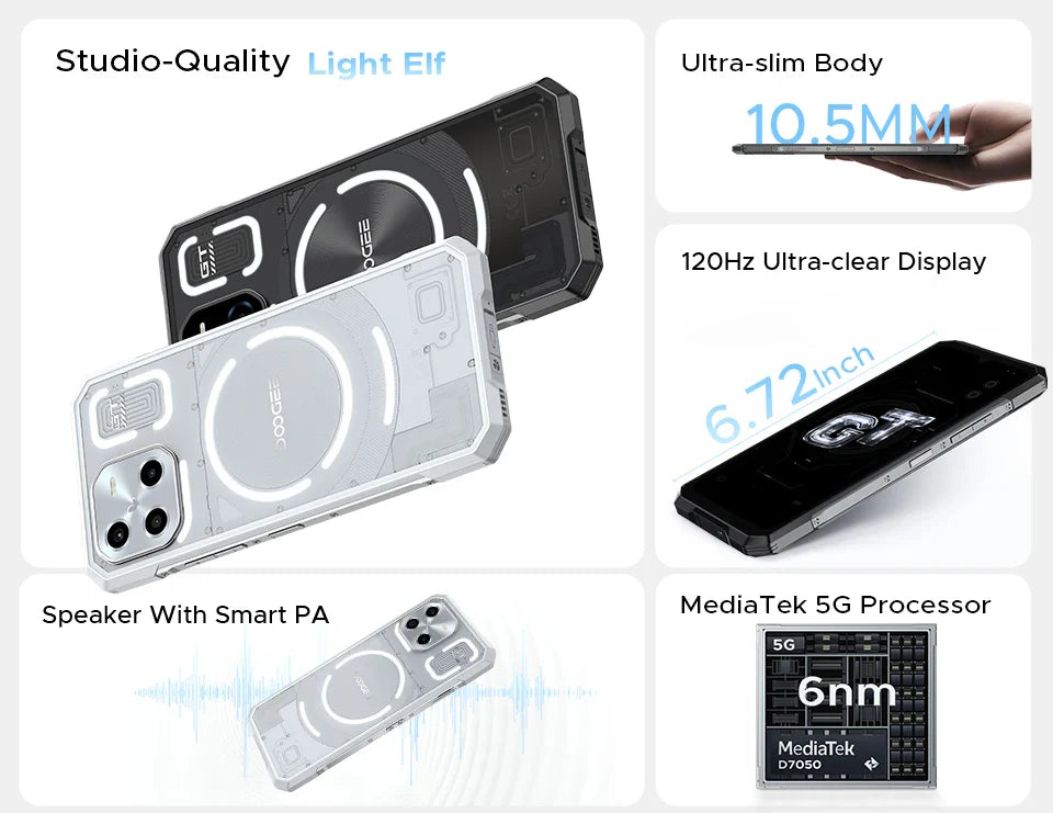 DOOGEE Blade GT Rugged Phone | 6.72'' FHD+, 120Hz LED Light, 12GB RAM, 256GB ROM, 5500mAh Battery, Android 14   2/2