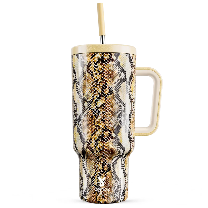 Meoky 40oz Mug Tumbler with Handle – Insulated Stainless Steel Tumbler with Lid & Straw, Coffee Thermos Cup, Heat Press Ready