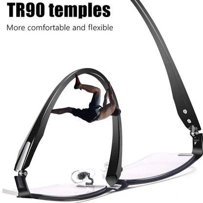 Progressive Multifocal Photochromic Reading Glasses – Anti-Blue Light Half Frame for Men with Presbyopia & Far Sight Protection