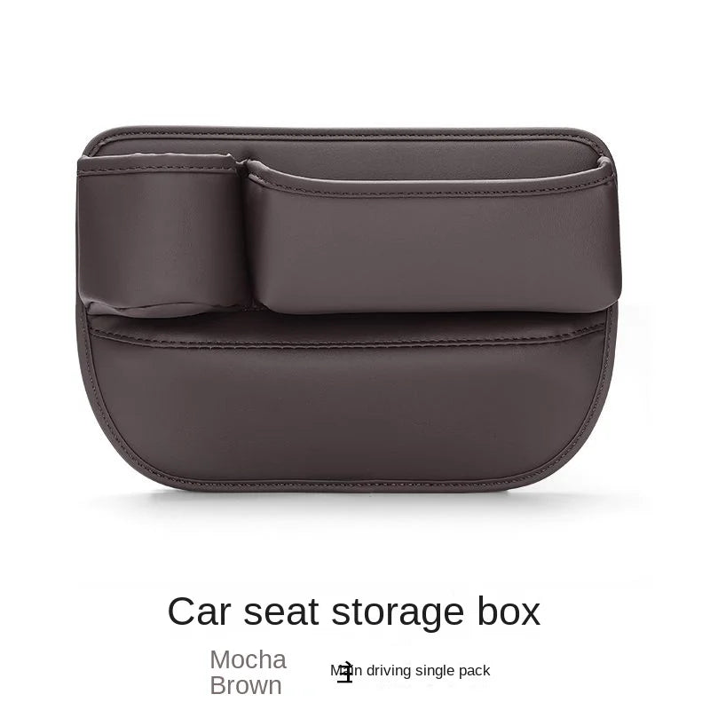 Leather Car Seat Gap Organizer – Multifunctional Crevice Filler with Cup Holder & Side Storage Pocket for Car Interior