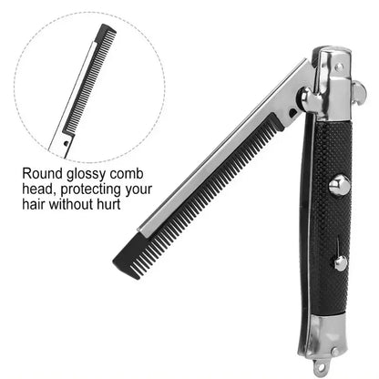 2PCS Folding Spring Comb - Automatic Pocket Hair Brush & Butterfly Style Men's Grooming Accessory