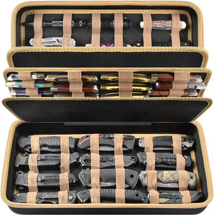 Knife Display Case – Storage Box for 64+ Pocket & Folding Knives, Butterfly Knife Organizer Holder for Collection