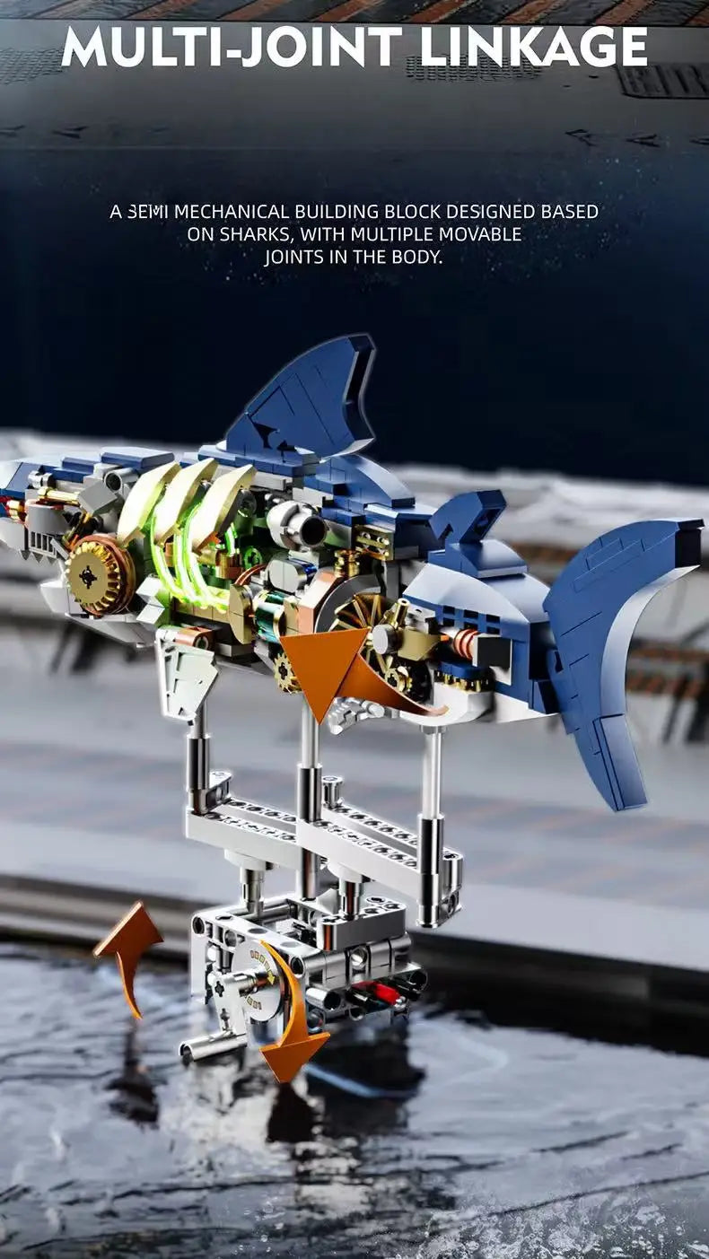 Mechanical Animal Building Blocks – T-Rex, Whale, Parrot, Devil Ray & Shark Model with Lights for Kids & Adults