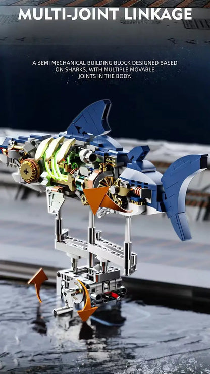 Mechanical Animal Building Blocks – T-Rex, Whale, Parrot, Devil Ray & Shark Model with Lights for Kids & Adults