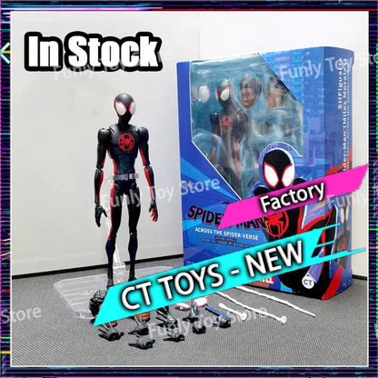 In Stock CT Toys Spider-Man Miles Morales Action Figure – SHF Across the Spider-Verse Anime Collectible Figurine