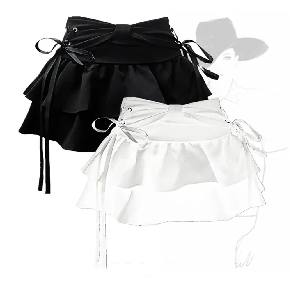 Y2K Kawaii Bow Denim Mini Skirt — Women’s Vintage A-Line Gothic Streetwear Summer Outfit