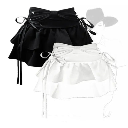 Y2K Kawaii Bow Denim Mini Skirt — Women’s Vintage A-Line Gothic Streetwear Summer Outfit