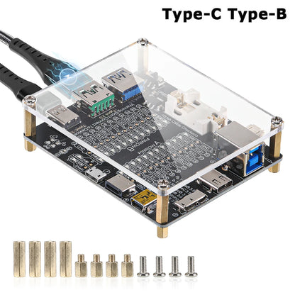 USB Cable Tester – Type-C, Type-B, Micro Short Circuit and Data Anomaly Detection Test Board for iOS & Android