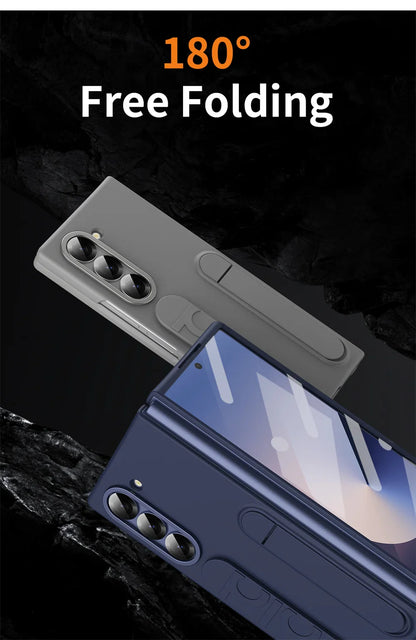 Luxury Wristband Case for Samsung Galaxy Z Fold 3-7 – Invisible Bracket Silicone Cover with Hand Strap & Folding Stand