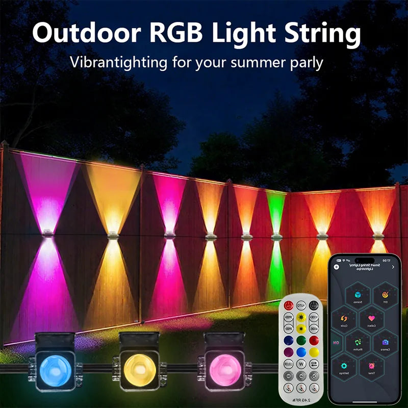 196FT/147FT/98FT/49FT RGB+IC Waterproof String Lights – Permanent Outdoor Smart Christmas & Holiday Decoration Lights