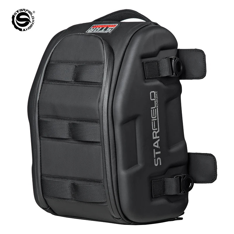 Waterproof Motorcycle Seat Back Bag – Large Capacity Hard Tail Box Luggage for Racing & Riding, Black Fuel Tank Motorbike Storage