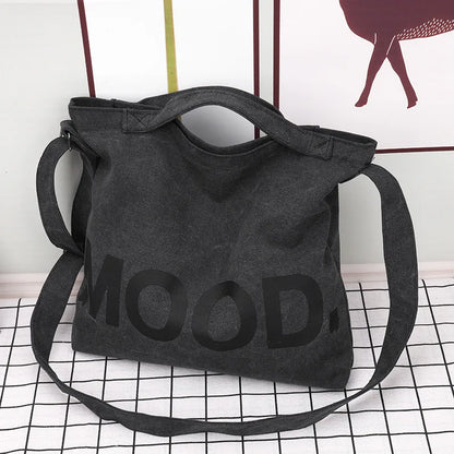Women’s Tote Bag – Casual Canvas, Large Capacity Designer Handbag, Letters Shoulder & Crossbody Luxury Big Shopper Bag