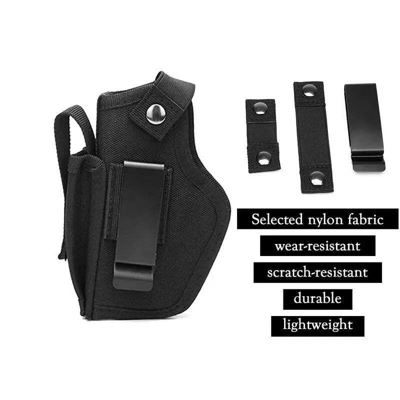 Outdoor Tactical Concealed Carry Gun Holster Belt with Bullet Clip – IWB/OWB Airsoft & Handgun Pistol Storage Bag for Hunting