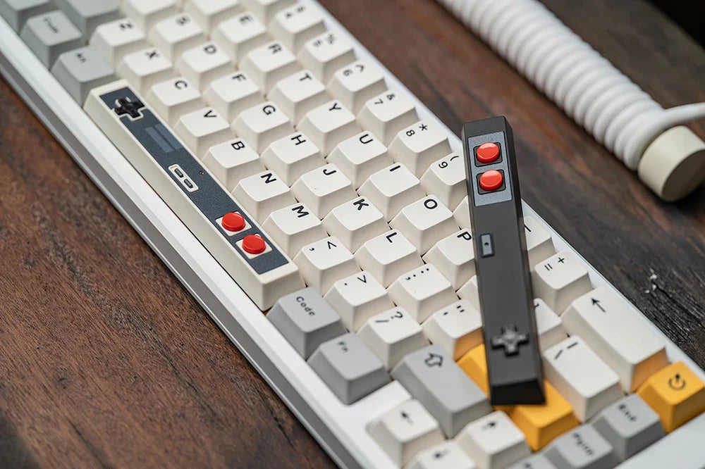 Retro Gamepad Keycap 6.25u Spacebar – Artisan ABS Keycap for MX Switches, Black & White for Mechanical Gaming Keyboards