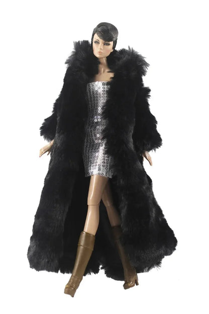 1:6 Scale Doll Clothes – Fur Coat Dress Outfit for 11.5" (30cm) Dolls, Multiple Styles, Gift for Girls