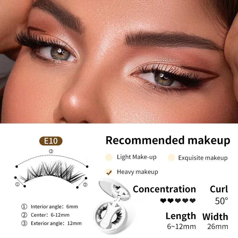 Brown Magnetic False Eyelashes – Natural, Lightweight Eye Makeup Set with Applicator & Carry Box
