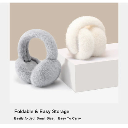 Soft Plush Ear Warmers Winter Earmuffs for Women & Men - Solid Color Cold Protection Earflap Outdoor Ear Covers