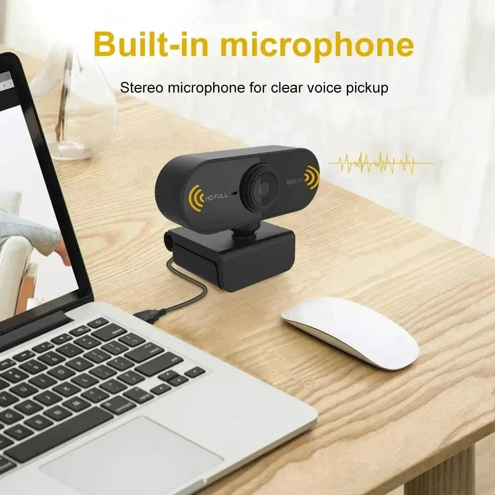 1080P HD USB Computer Camera – Built-In Microphone Web Cam for Work & Tripod Use