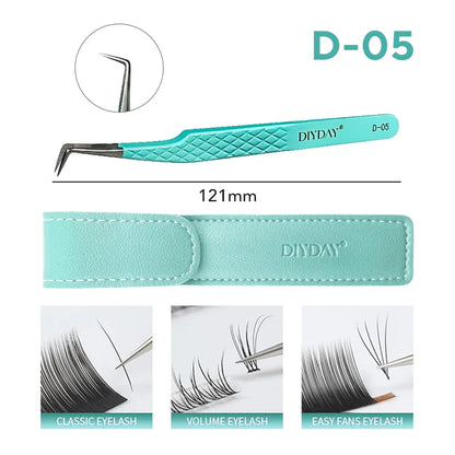 DIYDAY Anti-Slip Tweezers — High-Density Fiber Tip for Eyelash Extensions & Eyebrow Precision Beauty Tools