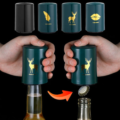 Nymph Creative Magnetic Automatic Beer Bottle Opener - Stainless Steel Press Lid Corkscrew Tool, Portable Bar Gadget