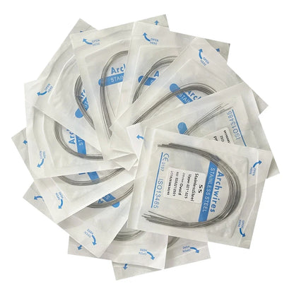10PCS Dental Orthodontic Arch Wire Set - Stainless Steel Round & Rectangular Dentist Ovoid Form Material