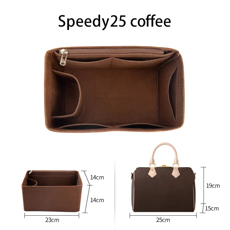 WUTA Felt Insert Bag Organizer — Inner Liner for LV Speedy 20/25/30/35 Handbags, Makeup & Travel Purse Storage