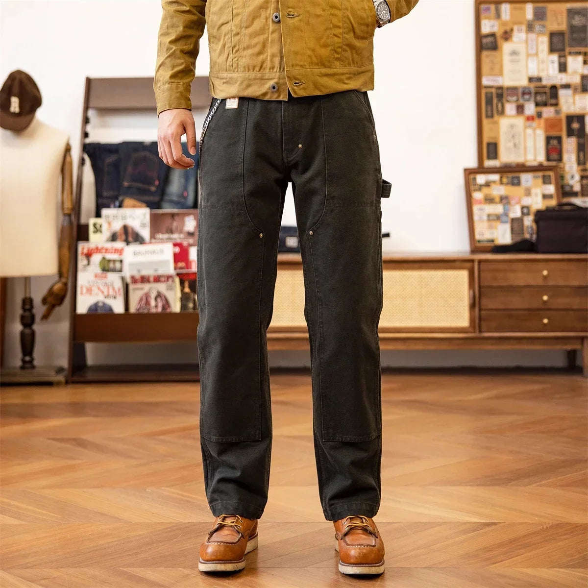 Red Tornado 14oz Duck Work Pants - Double Front Carpenter Dungaree Trousers for Men