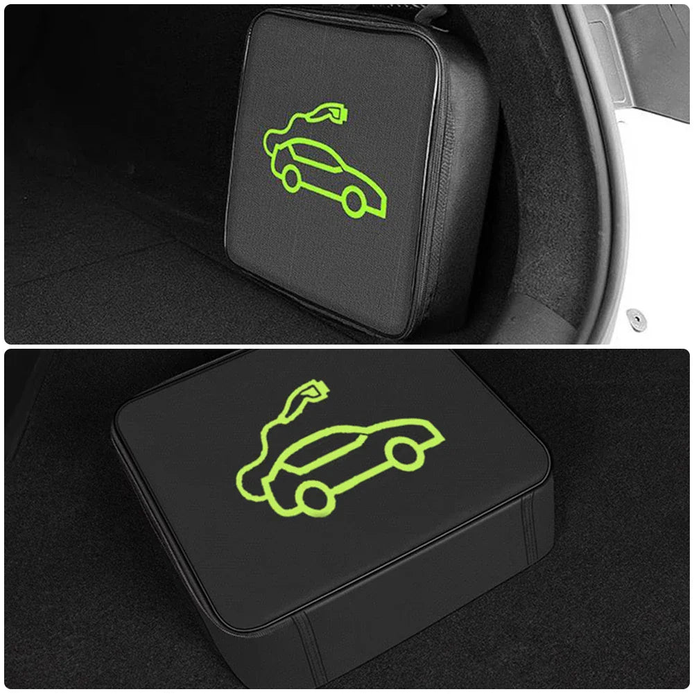 Waterproof Electric Car Charger Storage Bag – Fire Retardant EV Charging Cable & Socket Carry Case