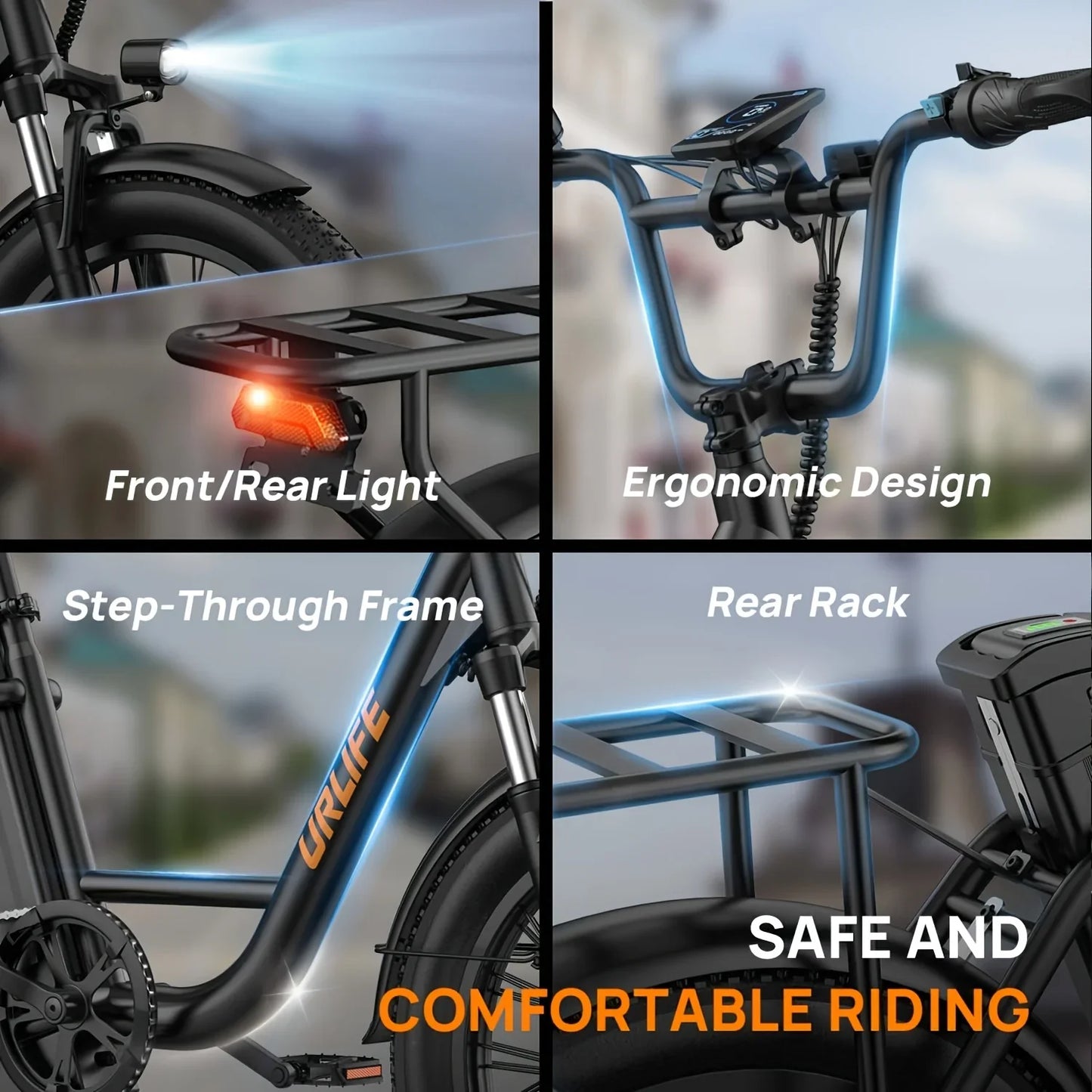 URLIFE E20 1000W Electric Bike – 48V 13Ah Removable Battery, 28MPH Fat Tire E-Bike with 7-Speed & Dual Disc Brakes