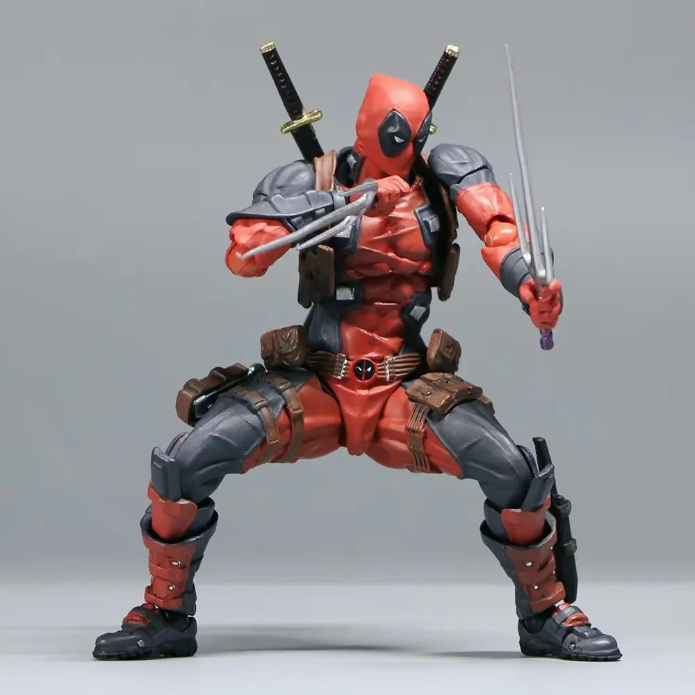 AMAZING YAMAGUCHI Deadpool & Wolverine 2.0 Action Figure – Grey Mutants Joint Movable KAIYODO Model Toy for Kids & Collectors