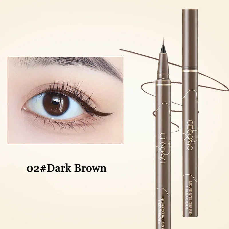 Ultra-Thin Eyeliner Pen — Black & Brown Waterproof Eyelash Liner for Silkworm Eye Makeup, Long-Lasting Smooth Pencil