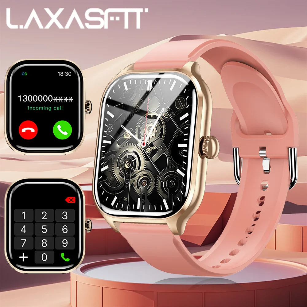 LAXASFIT 2025 Smartwatch – Bluetooth Call, Message Reminder, 24-Hour Health Monitoring, Fitness Smart Watch Gift for Men & Women