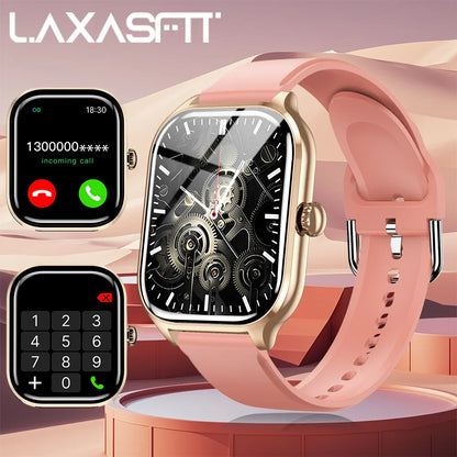 LAXASFIT 2025 Smartwatch – Bluetooth Call, Message Reminder, 24-Hour Health Monitoring, Fitness Smart Watch Gift for Men & Women