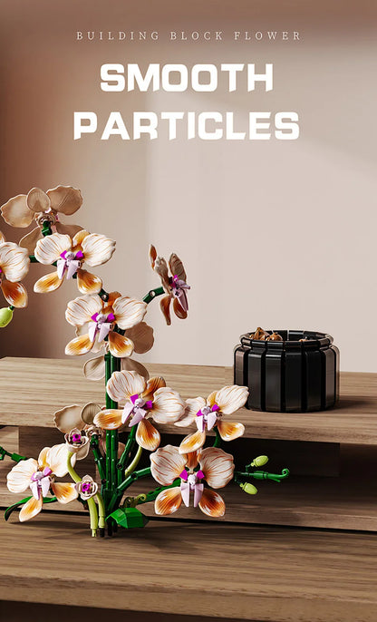 Orchid Cymbidium Building Blocks Set – DIY Potted Phalaenopsis Flower Simulation Toy for Valentine’s Gift